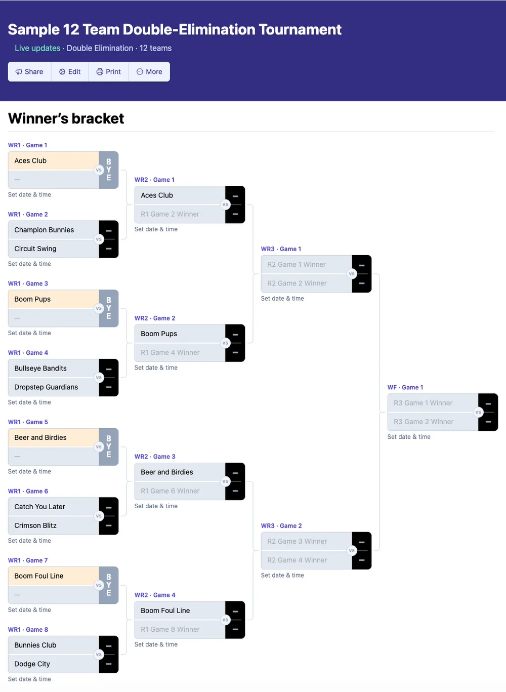 12 team double elimination bracket