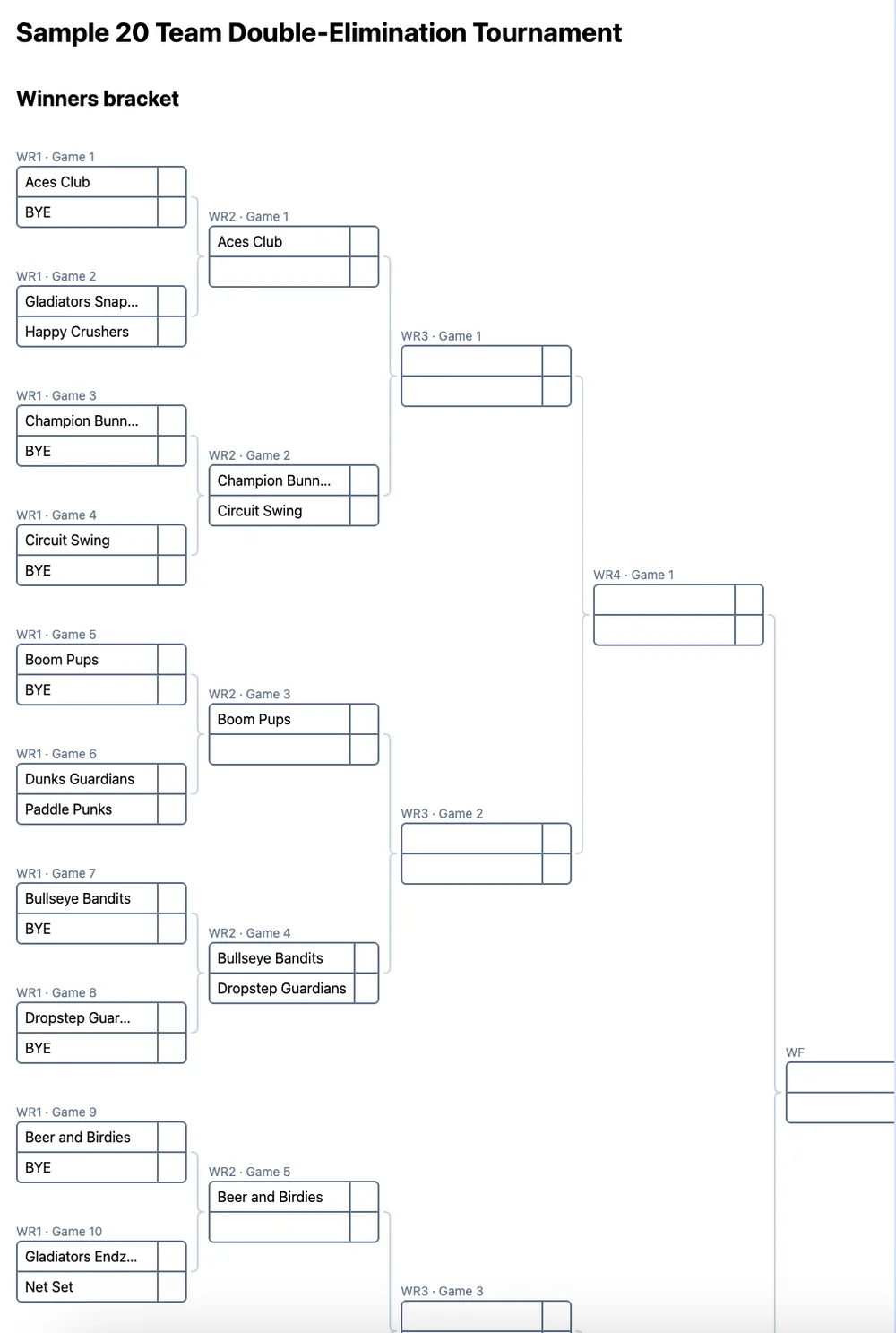 20 team double elimination bracket (printable PDF)