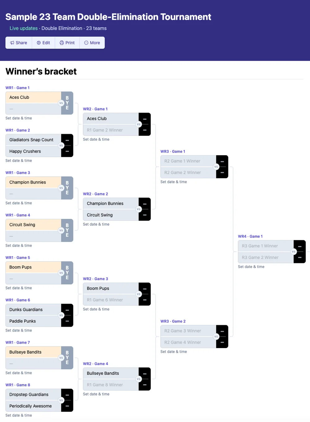 23 team double elimination bracket