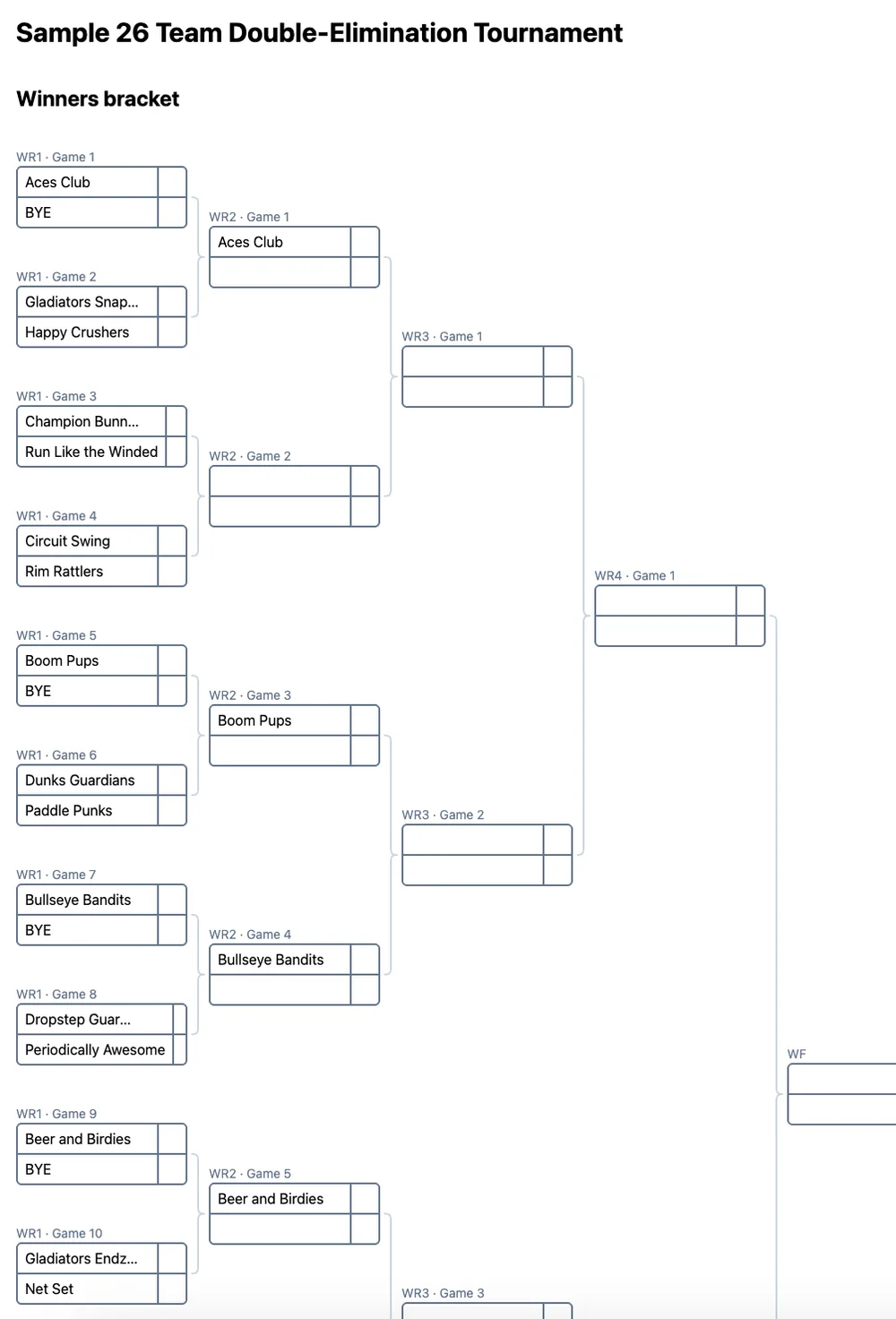 26 team double elimination bracket (printable PDF)