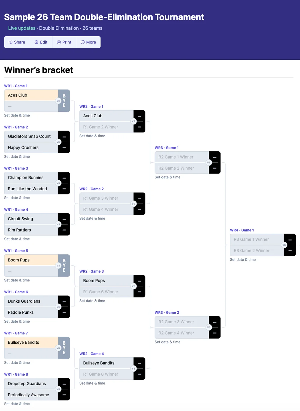 26 team double elimination bracket