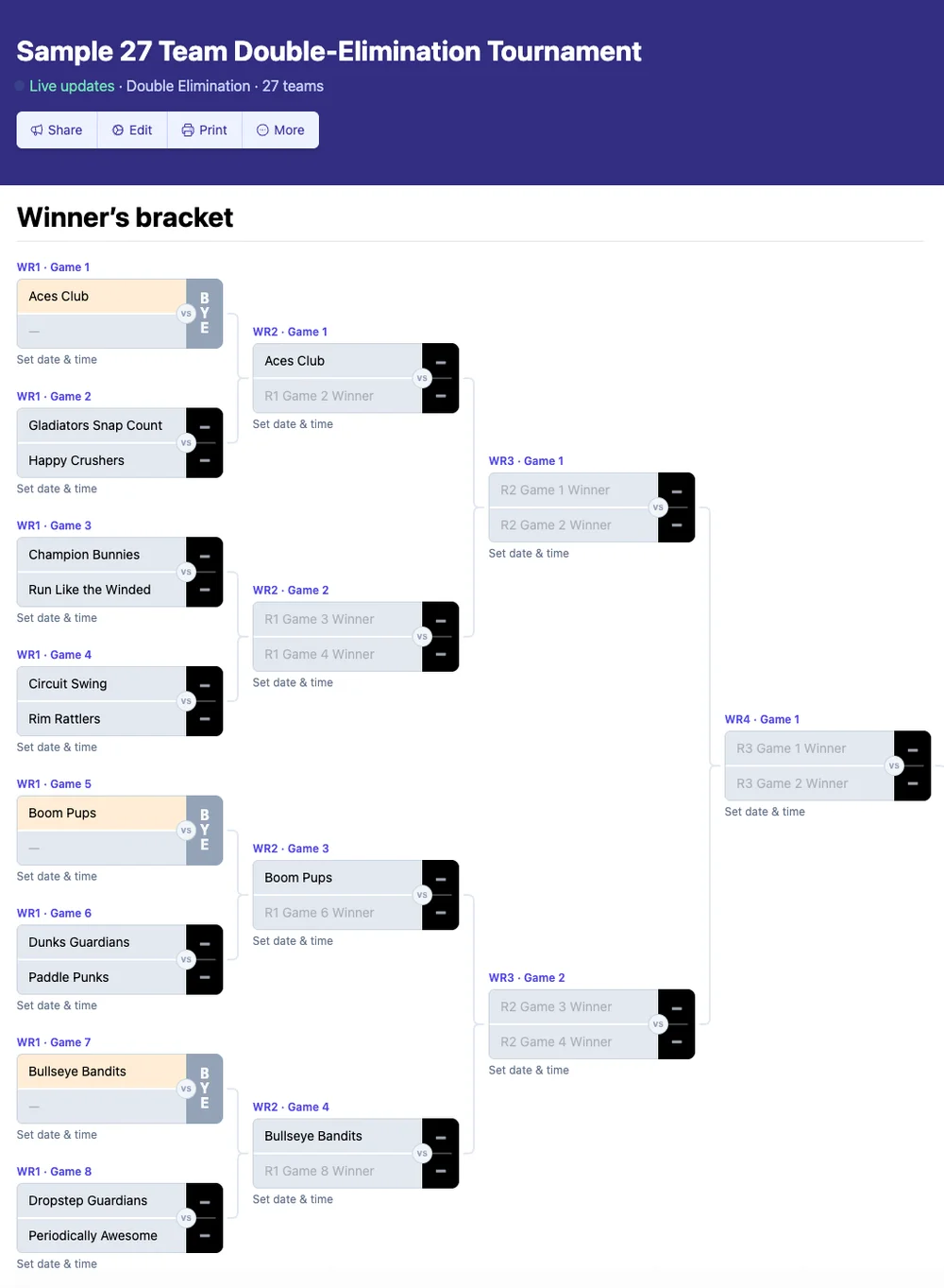 27 team double elimination bracket