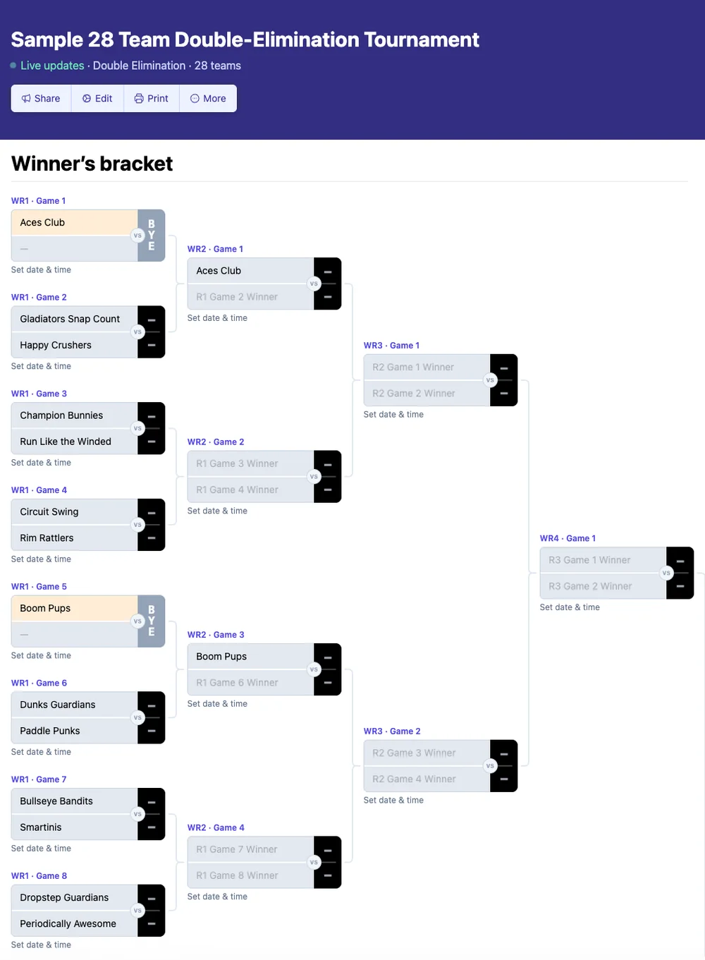 28 team double elimination bracket