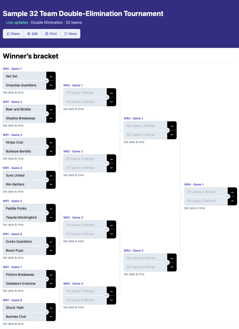 Chave de eliminação dupla para 32 equipes