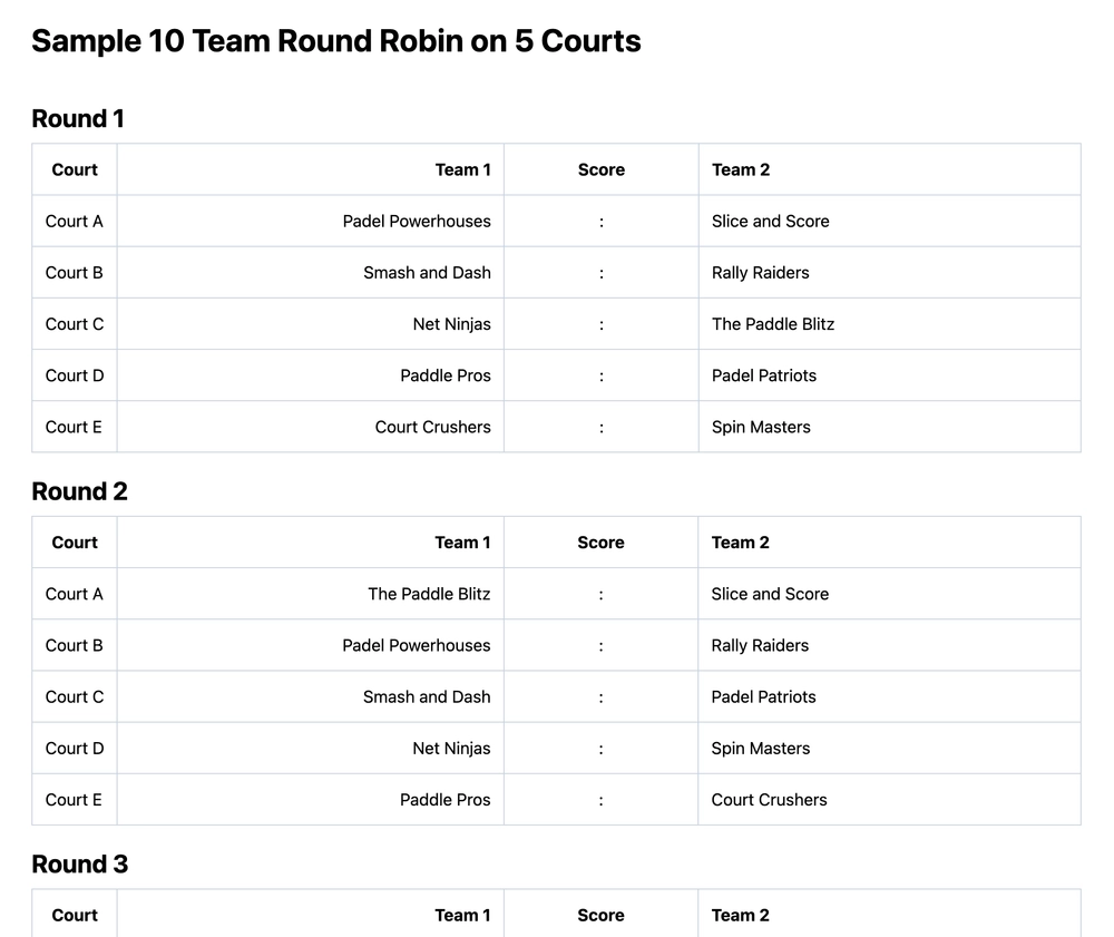 10 team round robin bracket (printable PDF)