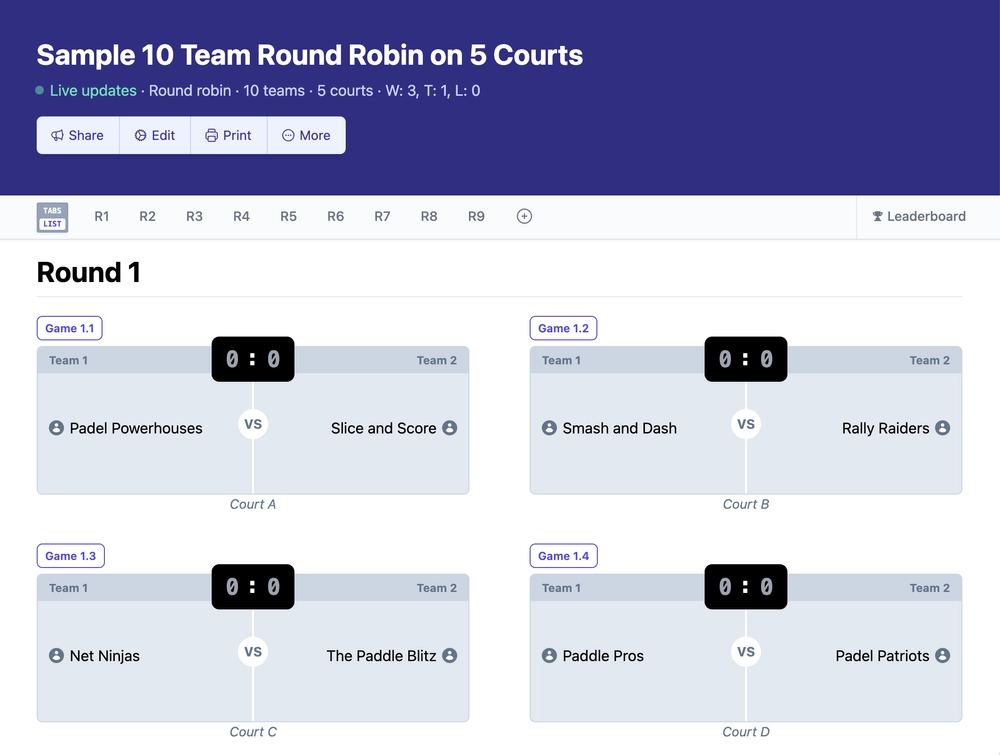 10 team round robin bracket