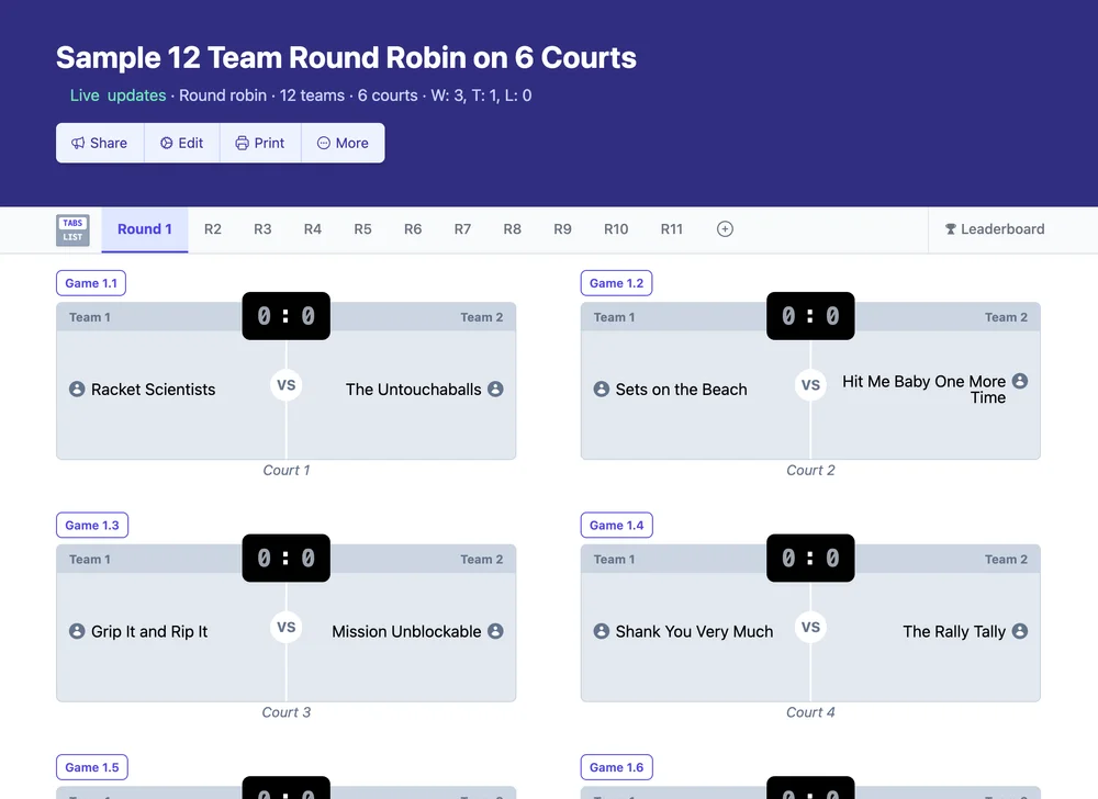 12 team round robin bracket