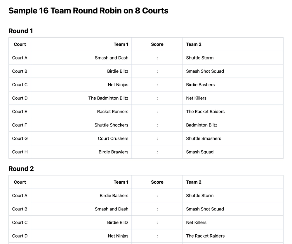 16 team round robin bracket (printable PDF)