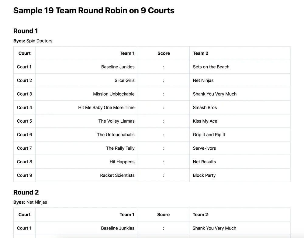 19 team round robin bracket (printable PDF)