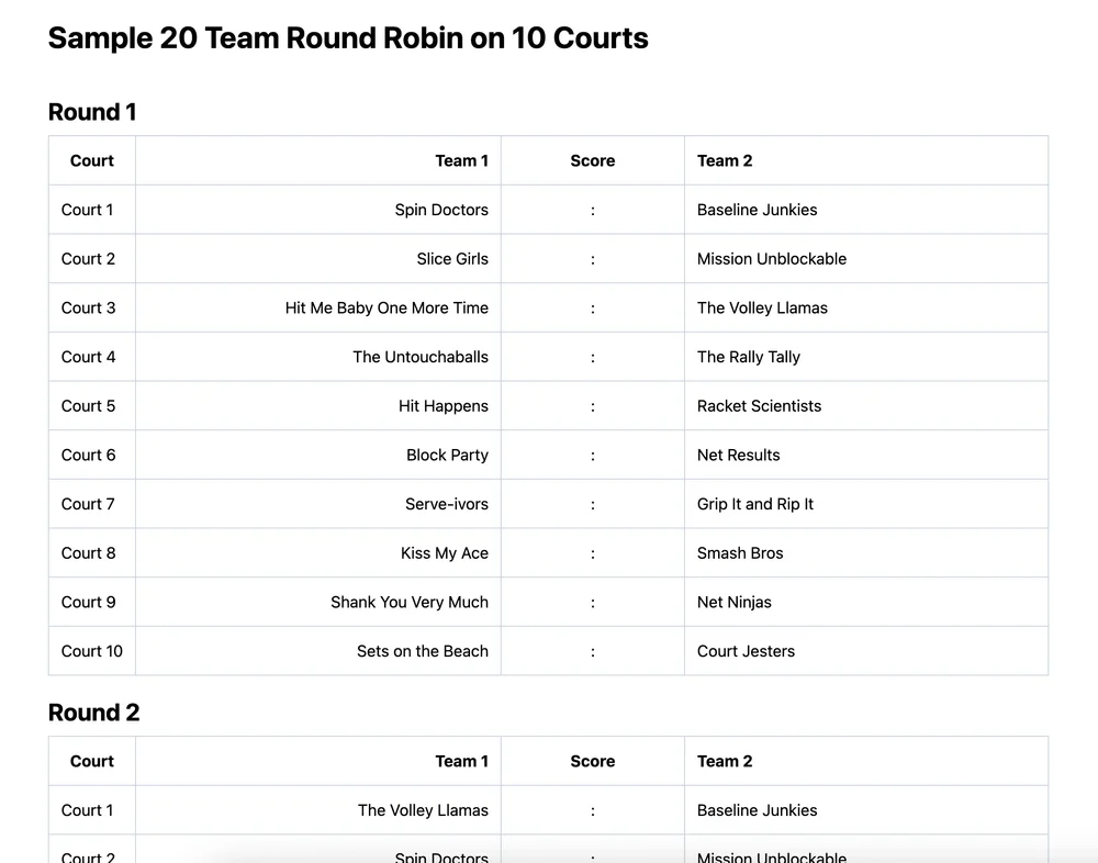 20 team round robin bracket (printable PDF)