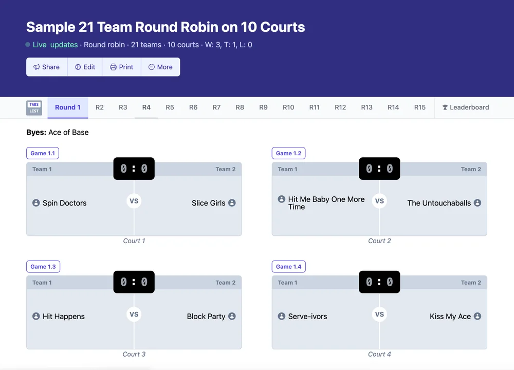 21 team round robin bracket