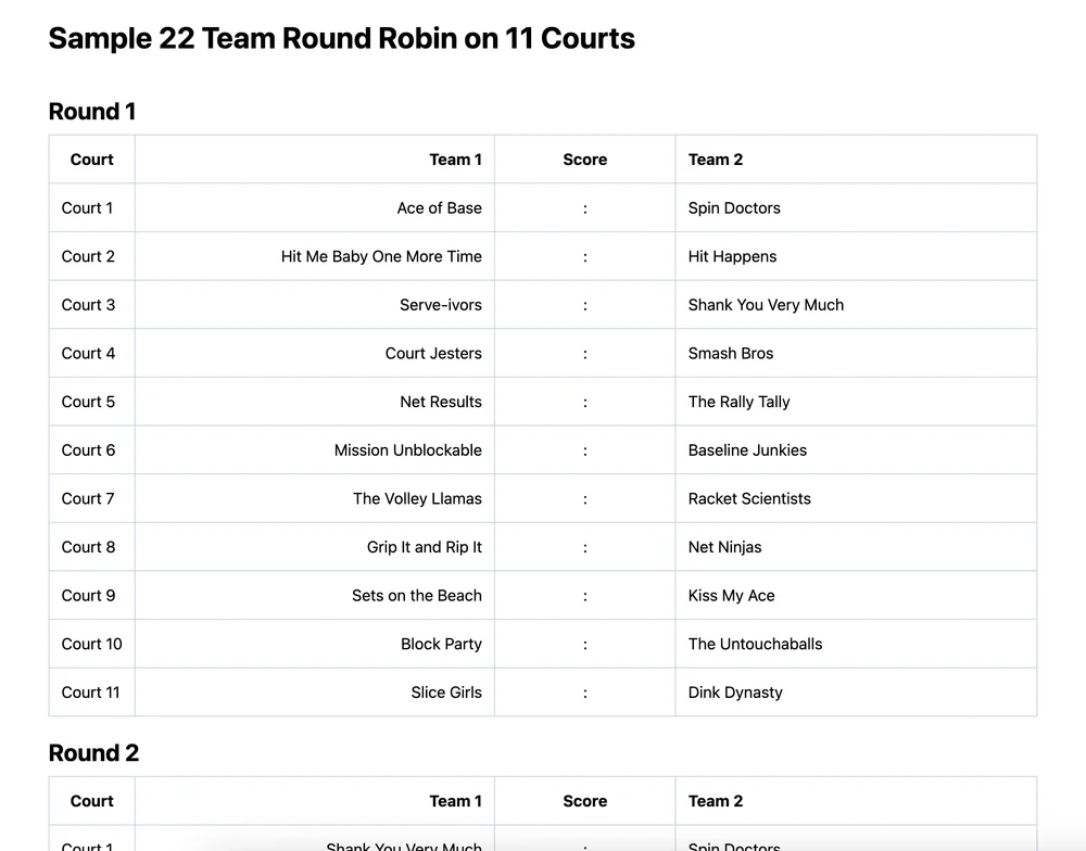 22 team round robin bracket (printable PDF)