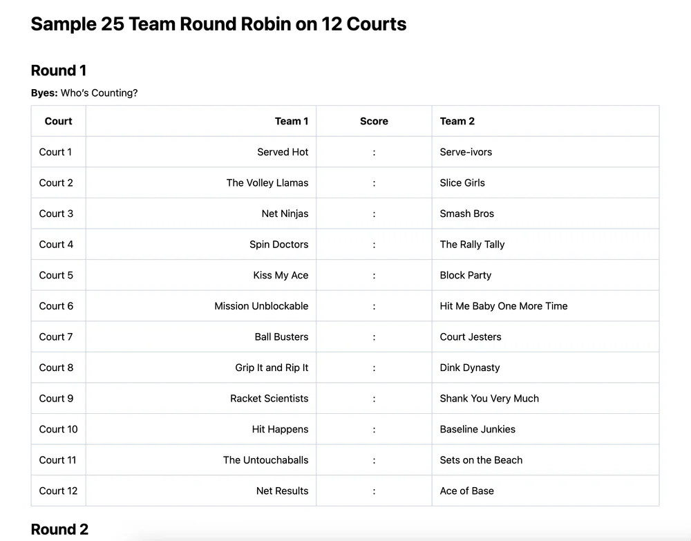 25 team round robin bracket (printable PDF)