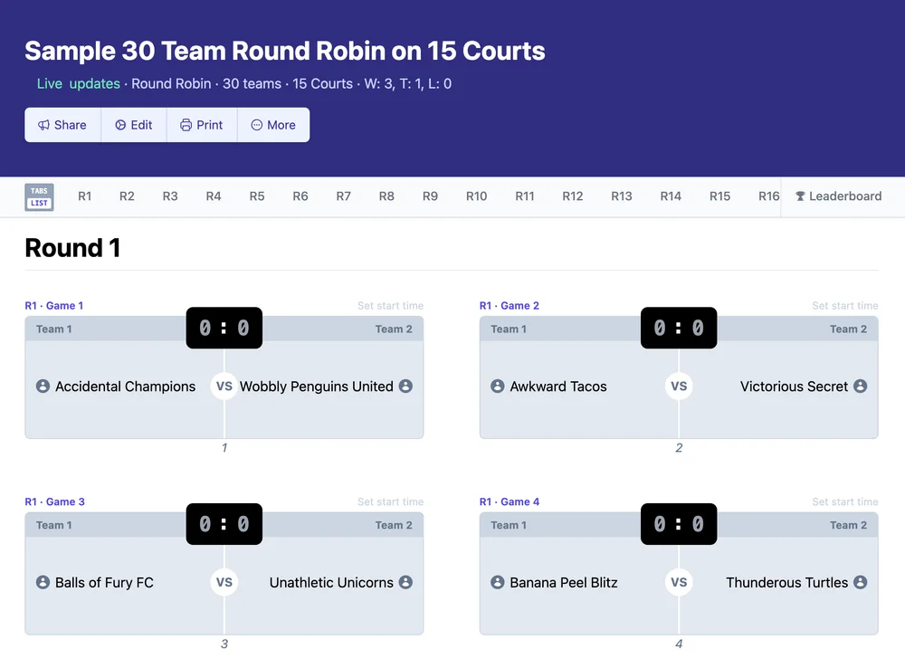 30 team round robin bracket