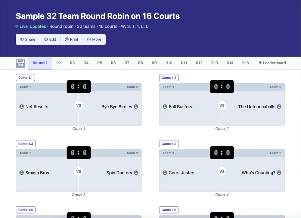 32 team round robin bracket