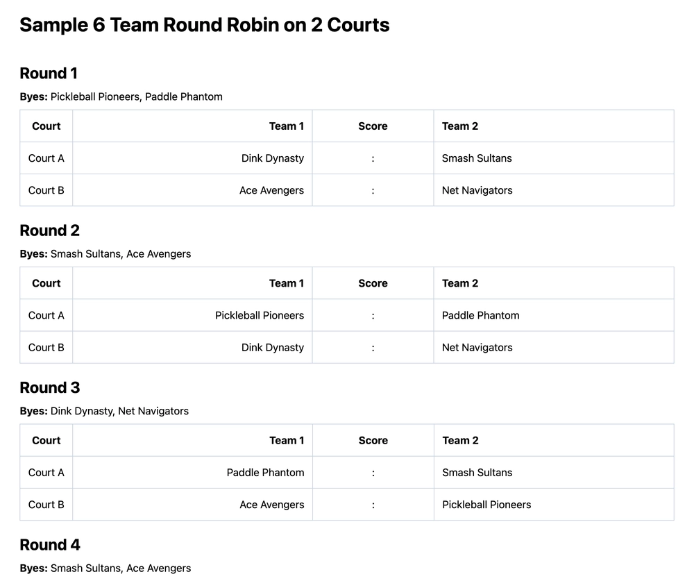 6 team round robin bracket (printable PDF)