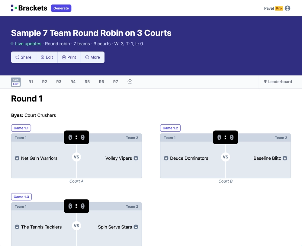 7 team round robin bracket