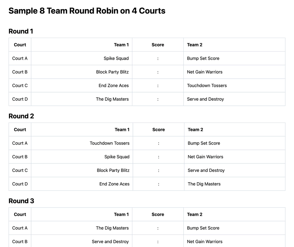 8 team round robin bracket (printable PDF)