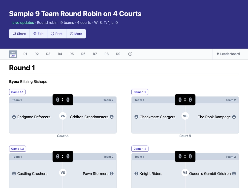 9 team round robin bracket