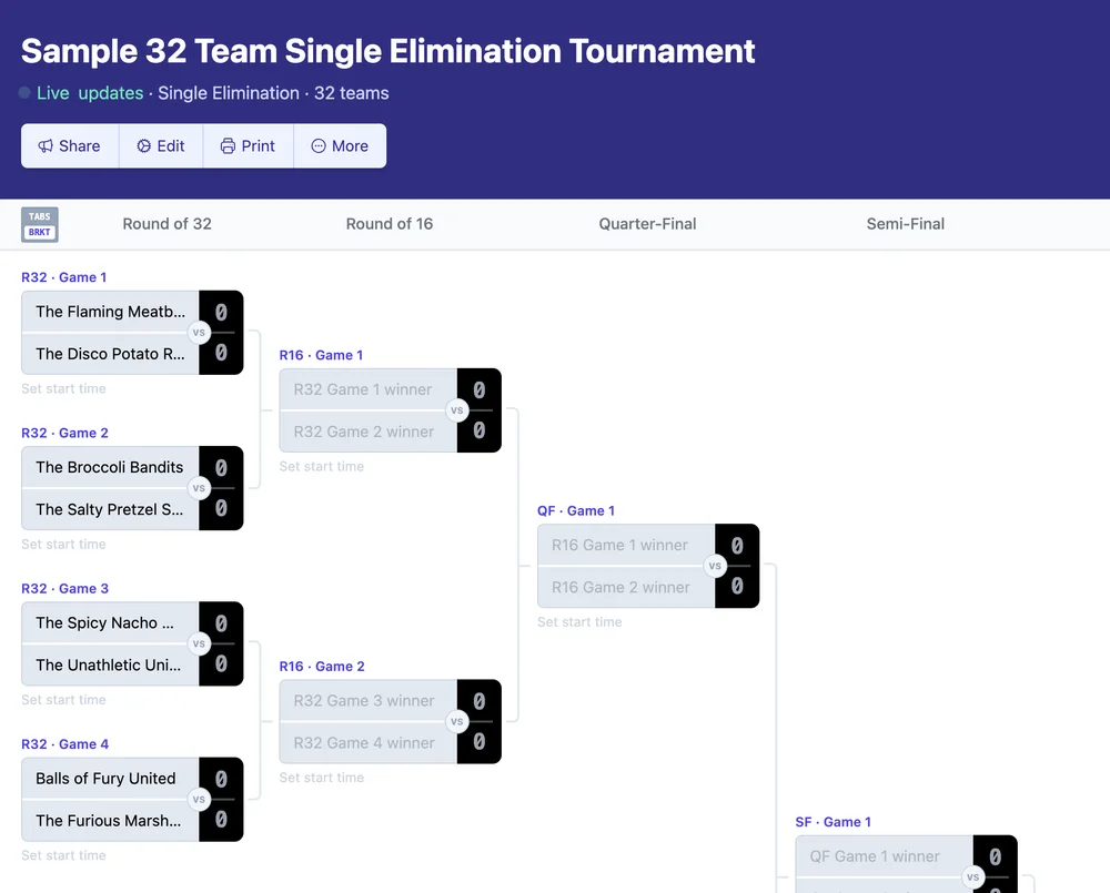 32 team single elimination bracket