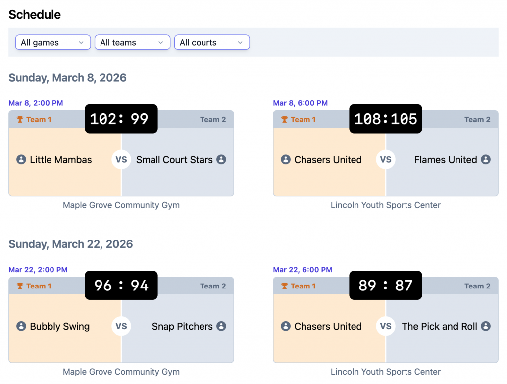 League fixture example