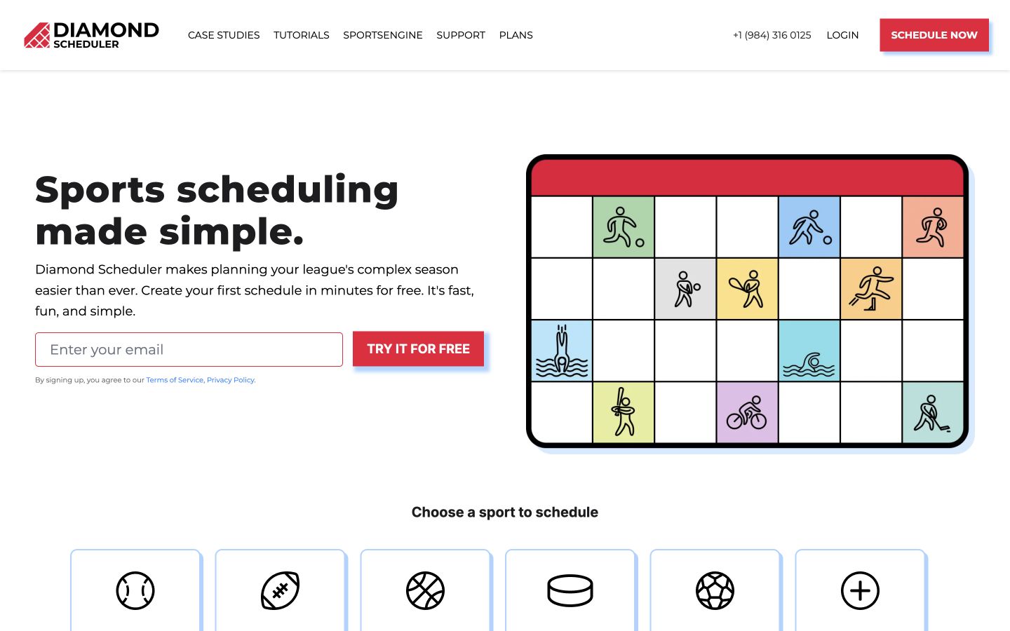Diamond Scheduler homepage screenshot