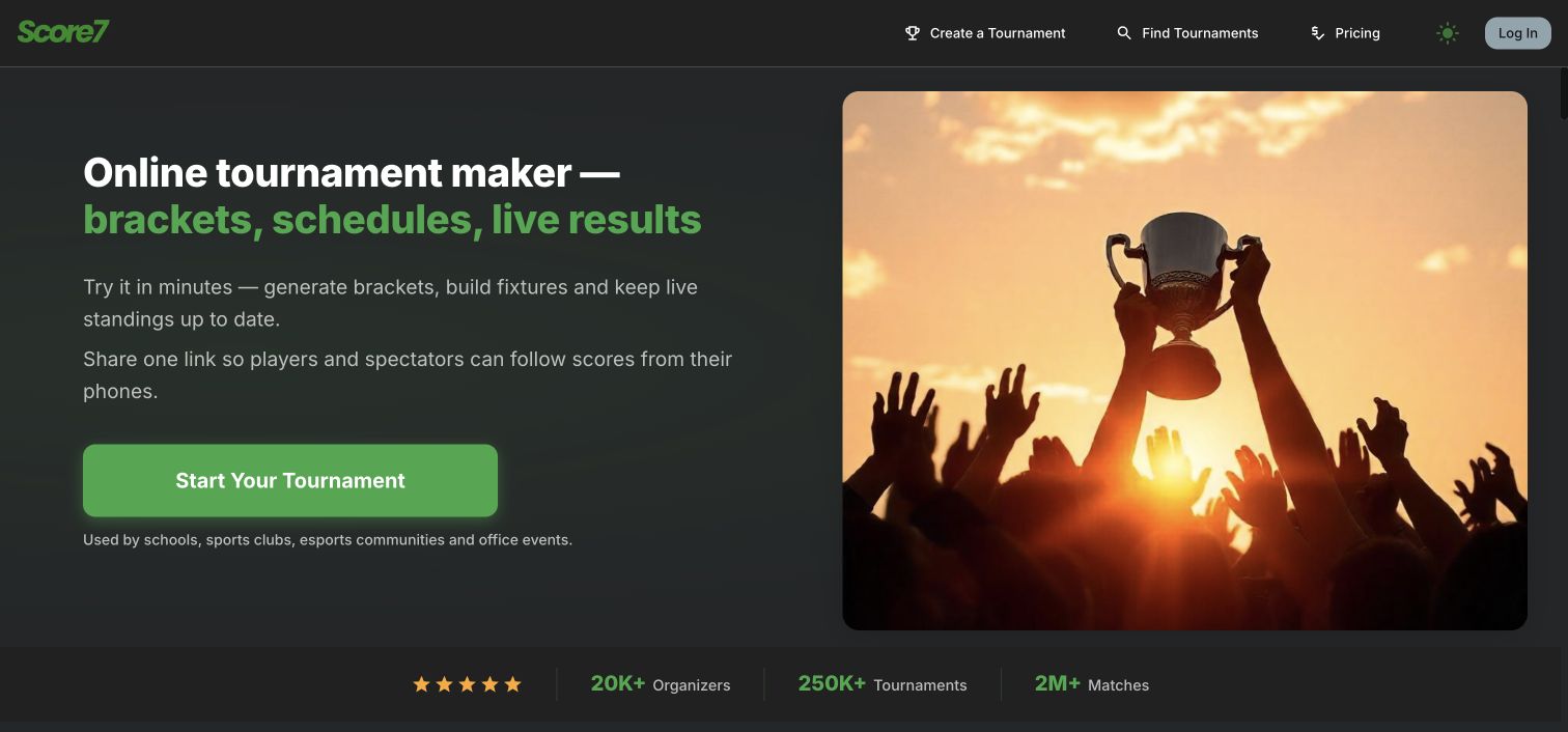 Score7 homepage screenshot