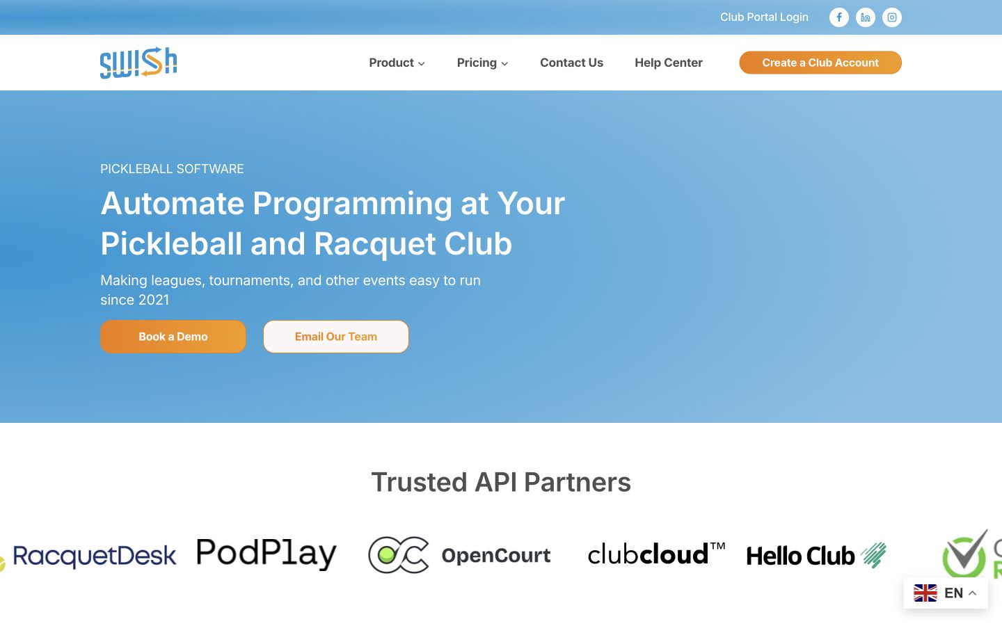 Swish homepage screenshot